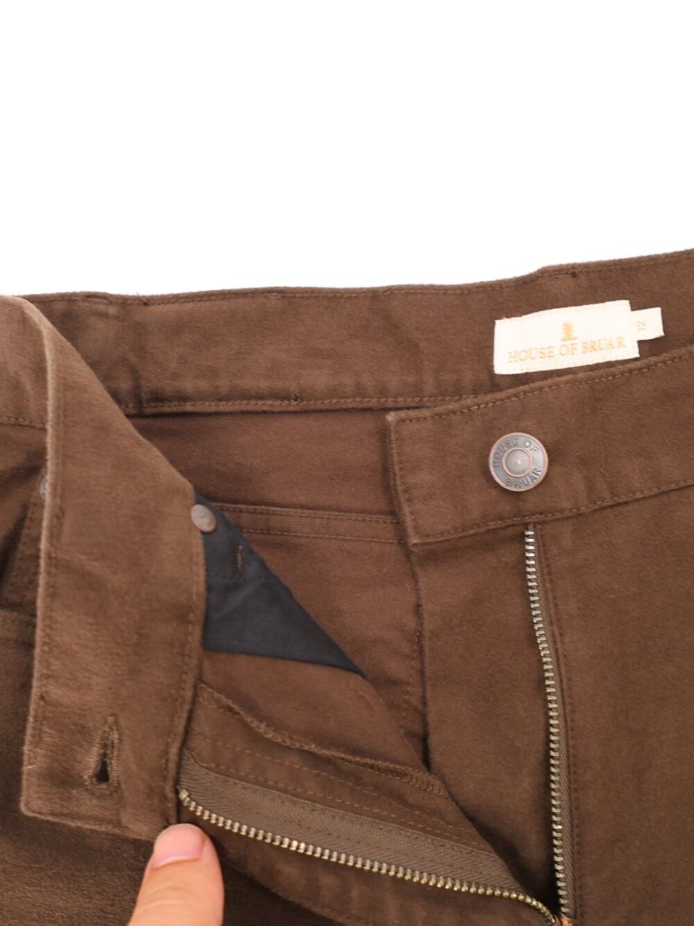 House of Bruar Pants Women 12 L30 moleskin Straight Leg 5 Pocket High Rise Brown - Picture 10 of 12